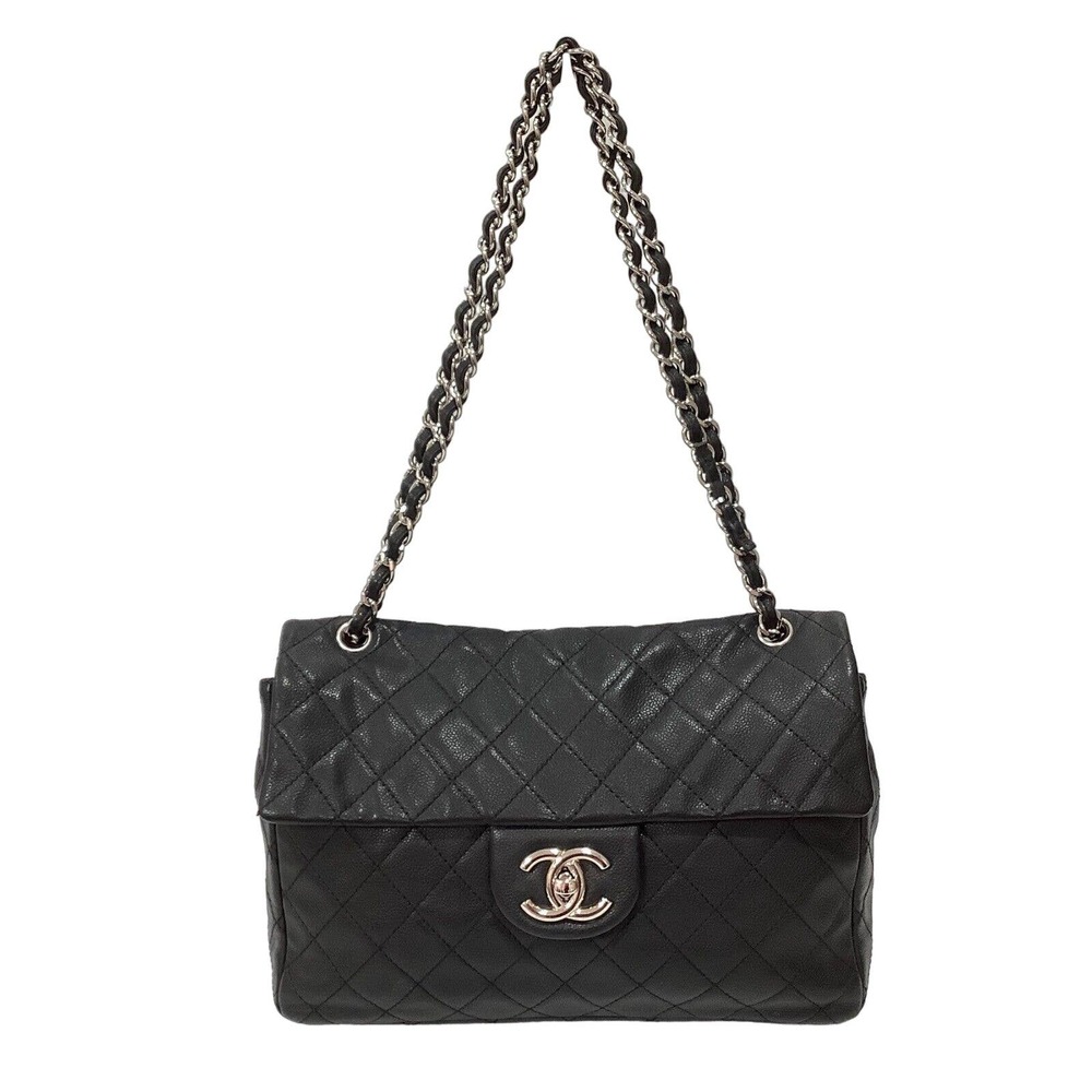 CHANEL MAXI Black Caviar Classic Single Flap Handbag SHW Shoulder Bag - Picture 3 of 16